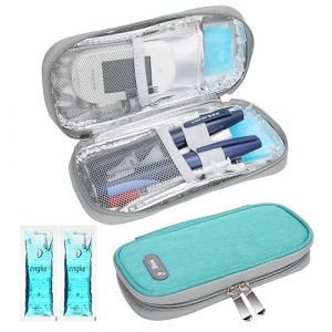 YOUSHARES Trousse &agrave; Insuline avec Poche de Glace - Sac Isotherme &agrave; Insuline pour Stylo d'insuline, Seringues, Aiguilles et d'autres Accessoires Medicaux pour Diab&eacute;tique(Sac Vert avec Sac Glaciere) (Heartorigin-FR Direct, neuf)