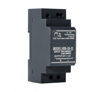DeWin Bloc d'alimentation sur Rail DIN, Alimentation à découpage HDR-30-12 Alimentation Rail DIN Transformateur de Puissance 30W 2A DC12V (Dewinshop, neuf)