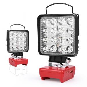 Gerbala Lampe de Travail LED pour Milwaukee M18, 18/20V, 48W 4800LM, Baladeuse LED, Lampe Chantier avec Type C/USB, Protection Basse Tension, pour Réparation Automobile, Camping (Sans Batterie) (Gerbala Trading Kft., neuf)