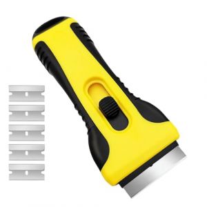 Grattoir Plaque Vitrocéramique professionnel, 5 Lames de rechange inclus avec le Grattoir à verre, pour Nettoyer, vers la beauté, Pour Évier De Fenêtre Cuisine Salle De Bain, enlever Les étiquettes (EUROEDI SPEDITION, neuf)