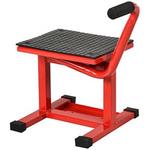 HOMCOM Support Universel de Moto réglable cric hydraulique lève Moto béquille d'atelier Stand Moto Tout-Terrain Moto Cross supermotard Rouge (Aosom FR, neuf)