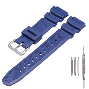 MCXGL Bracelet de montre de rechange en r&eacute;sine naturelle compatible avec Casio AE-1200 SGW-300H MRW-200H W-735H Bracelet en caoutchouc &eacute;tanche, 18mm, R&eacute;sine, Quartz synth&eacute;tique. (MCXGL, neuf)
