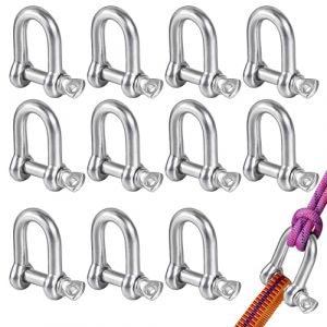 Manille Inox 12 Pcs M5 Manille Inox Acier 304 Manille de Levage Manille D'anneau de D de Cha&icirc;ne Manille Droite Manille de Levage pour Connexion Rapide (CHOUXIAOYA, neuf)