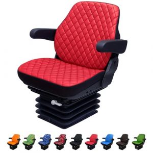 Binbir Trend Housse de si&egrave;ge de tracteur robuste pour tracteurs d'armoire sans appui-t&ecirc;te, housse de si&egrave;ge de chariot &eacute;l&eacute;vateur, motif camuflage, 8 couleurs (cuir kapitone rouge) (BinbirTrend06, neuf)