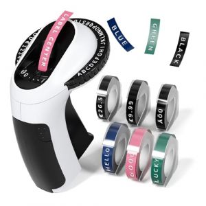 &Eacute;tiqueteuse de Gaufrage 3D Relief E975 - Manuellette sans Pile ni Encre, 6 Rouleaux d'&Eacute;tiquettes Inclus - Compatible Caract&egrave;res Sp&eacute;ciaux &pound;&euro;&Auml;&Ouml;&Uuml; - Pour Organisation Maison, Artisanat, Scolaire (cxbg, neuf)