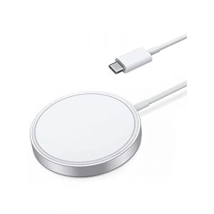 Apple MagSafe,iPhone Rapide Chargeur magn&eacute;tique 15W,Certifi&eacute; MFI sans Fil Compatible avec iPhone 14/14 Plus/14 Pro/14 Pro Max/13 Series,12 Series,AirPods Pro 2 -Silver (MARVA COMMODITIES, neuf)