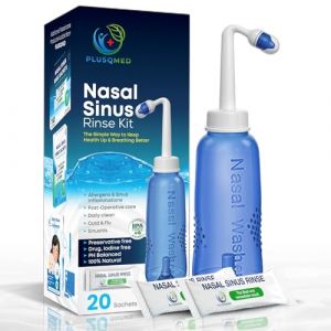 Bouteille de 300 ml + 20 sachets de sel, pot Neti, lavage nasal, rin&ccedil;age des si nus, douche nasale pour adultes enfants &agrave; partir de 5 anspour le nettoyage du nez et le rin&ccedil;age nasal Kit (sale4you999, neuf)