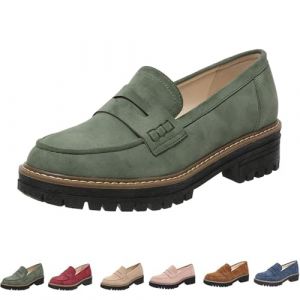 Mocassins orthopédiques Plateforme Orthoture confortables pour femme, chaussures de marche bout rond mocassin (Green, 38) (YuchiStore, neuf)