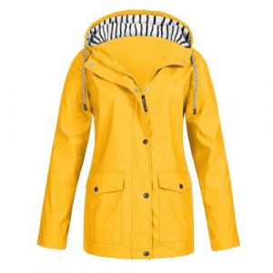 Parka Femme Impermeable Jaune d'hiver Sport Anti Pluie Mi Saison de Randonnée Trench Capuche Combinaison Pluie a Capuche Hiver Veste Imperméable Longue Veste Velo Femme Jaune L (MOKBAY, neuf)