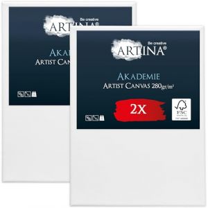 Artina Set de 2 Canvas Toile Peinture Grand Format 70x100 cm – Tableau Peinture Châssis Entoilés en Bois FSC© – Tableau a Peindre Blanche 100% Coton 280g/m² – Toiles à Peindre Stable Akademie (Brandvin, neuf)