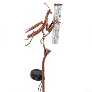 Pluviom&egrave;tre &agrave; &eacute;nergie solaire &ndash; Statuette d&eacute;corative phosphorescente en m&eacute;tal pour jardin, pelouse, all&eacute;e, patio (EasyByMall, neuf)
