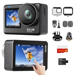 SJCAM SJ11 Bundle-Cam&eacute;ra d'action Double &eacute;cran,Portable,Anti-Tremblement,Camera Sportive 30 m Imperm&eacute;able,Enregistrement 100 Minutes,Cam&eacute;ra d&rsquo;Action 4K id&eacute;ale pour Une Utilisation Quotidienne,64G (XINYUANDALI, neuf)