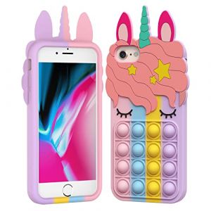 Asgens Bulles Pop Coque pour iPhone 6/6S/7/8/SE 2020,Mignon Belle Bande Dessinée Licorne Arc-en-Ciel Pop Antichoc Silicone Étui Souple pour Apple iPhone 6/6S/7/8/SE 2020 4,7 Pouces (TRD Direct, neuf)