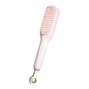 Peigne de massage One-Pull Clean - Peigne de massage auto-nettoyant et antistatique, rotation évolutive - Brosse à cheveux autonettoyante pour femme (rose) (yiquanus, neuf)