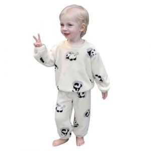 Générique Pyjama Enfant Garcon Fille Hiver Chaud 0-7 Ans Polaire Sweat sans Capuche Vetement Bebe garçon Animal Dessin Anime Haut Pantalon Mignon Tenue 2 Pieces Ensembles Fille (White-1, 18-24 Mois) (Tioiru, neuf)