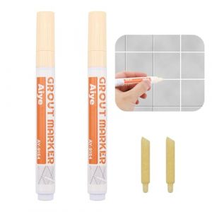 2 pcs Stylo Joint Carrelage Marqueur, Crayon À Joints Beige, Stylo de Réparation de Carrelage, Pour Restaure Joints Carrelage Murs, Carreaux de Mur Plancher de Salle de Bain (XINSURANDZ, neuf)