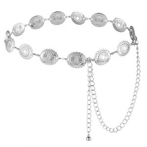 TIESOME Femmes Cha&icirc;ne de Taille, Ceinture de concho western en m&eacute;tal Ceinture Argent Or Mode Cha&icirc;ne M&eacute;tal Ceinture de Cha&icirc;ne R&eacute;glable en R&eacute;glable Ceinture pour tous les jours f&ecirc;te ou festival (JiangLL, neuf)