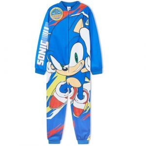 Get Trend Sonic The Hedgehog Combinaison Pyjama Gar&ccedil;on Hiver, Grenouill&egrave;re Polaire Chaude avec ou sans Capuche, Cadeau Gamer (9-10 Ans, Bleu Speed Sonic) (Get Trend., neuf)