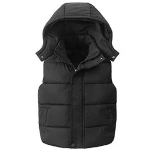 Ommda Gilet sans manches à capuche léger et chaud pour garçons filles, Doudoune sans Manche Automne Hiver Coupe Vent Manteau,Le noir,9-12 ans (Gosmooth EU, neuf)