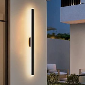 Klighten 30W Applique Longue LED Villa Applique Murale Villa Porche Applique ext&eacute;rieure IP54 Appliques Murales &Eacute;tanches Noir Longue Ext&eacute;rieure Lampe de Jardin-100CM, Blanc Chaud 3000K (Klighten-EU, neuf)