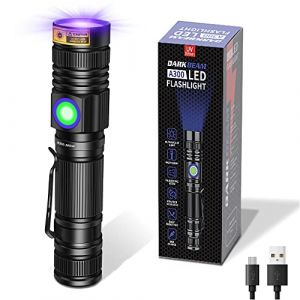 DARKBEAM Lampe Torche UV Lamp Lumière Noire 365nm rechargeable Lampe de Wood Ultraviolette, Portable Mini LED avec clip, Détecteur d'urine de chat, ambré, verre d'uranium, résine (DARKBEAM, neuf)