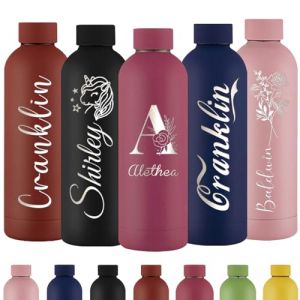 Xihedfd Gourde Personnalisée Bouteille d'Eau Gravée Avec Nom Bouteille d'Eau Isolée En Acier Inoxydable 500ml Pour l'École Le Bureau Et Le Sport (XingheUS, neuf)