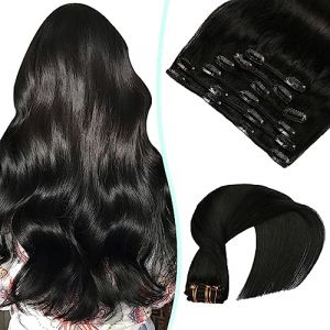 VINBAO Extension Clip Cheveux Naturel Noir de Jais Extension Cheveux Humain a Clip Extension Cheveux Naturelle a Clip Double Weft Clip Extension Cheveux Raide 20Pouces/50cm 6pcs/120g #1(#1-20pouces) (VINBAO-FR, neuf)