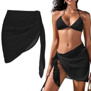 KQRZG Pareo Femme Plage, 1 pi&egrave;ce, Sarong Couvertures, Beach Wrap Casual, Cache-Maillots et Sarongs, Robe de Femme, Bikini Cover Up, Vacances Natation Swimwear de Plage, Beachwear &Eacute;t&eacute;(Noir) (OuTengYuanDengJu, neuf)