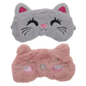HAMPPLIES 2 Pi&egrave;ces Masque Oculaire D'animaux De Dessin Anim&eacute; Dormir Masque Pour Les Yeux En Satin Masque De Sommeil Bandeau Enfant Masque Anti-migraineux Adultes Oeil De Dessin Anim&eacute; Peluche (Chfaan, neuf)