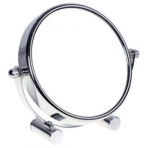 HIMRY Miroir cosmétique sur Pied, Grossissement x5, Compact Miroir de Table, 6 inch, orientable sur 360°, 100% et 500%, Chrome, Miroir de Ø 15,3 cm, KXD3142-5x (TuKai, neuf)