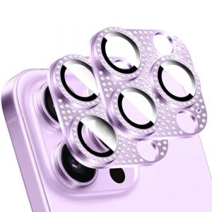 LucBuy 2 Pi&egrave;ces Protecteur D'objectif D'appareil Photo en Diamant Brillant pour iPhone, M&eacute;tal 3D Strass T&eacute;l&eacute;phone D&eacute;cor&eacute;, Protection Compl&egrave;te Arri&egrave;re Cam&eacute;ra Coque pour iPhone 14 Pro/iPhone 14 Pro Max (LucbuyEU, neuf)