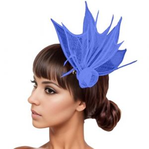 Bibi pour femme - Bibi floral en résille - Pour mariée, fête, église, mariage, cocktail, club - Bleu - Taille unique (⭐⭐⭐⭐⭐Liqingxiu, neuf)