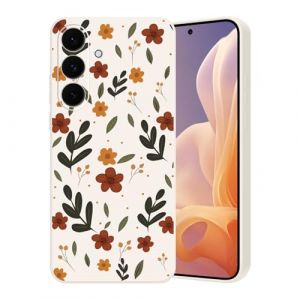 Guxira Coque Compatible avec Samsung Galaxy S25 FE 5G, &Eacute;tui de Protection Antichoc Silicone Case avec Motif Fleurs Design Souple Anti-Rayures Protection Cover, Fleurs en Feuilles (Guxira, neuf)