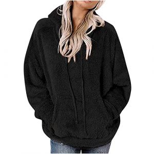 Susenstone Sweat &agrave; Capuche Femme Fluffy Polaire Teddy Bear Sweat Hiver Chaud Doux Fourrure Pull &agrave; Capuche en Peluche Pull Dames Fuzzy Sherpa Polaire Sweats &agrave; Capuche Pardessus avec Poches (⭐⭐⭐⭐⭐Susenstone, neuf)