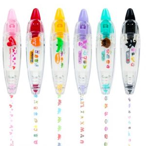 Vicloon Stylo Décoratif, 6pcs Ruban Décoratif Press Motifs Mignons, Ruban Correcteur Décoratifs Bricolage, Tape Pen de Scrapbooking Pour Papeterie De Scrapbooking Fabrication Journal (BEST-SELLER5, neuf)