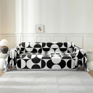 Ystyle Couvre Canapé, 180x340 CM, Jeté De Canapé Grande Taille, Housse De Canapé 1/2/3/4 Places, Jete De Canape, Universelle Protege Canape, Recouvre Canape Couverture Canape, Noir Blanc (YSTYLE HOME, neuf)