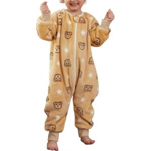 Maeau Combinaison Pyjama Bébé Fille Garçon 6 18 Mois Gigoteuse a Pied Manche Longue Hiver Barboteuse avec Jambe Grenouillère Enfant Flanelle Surpyjama Animaux Ensemble Pyjama Naissance Jumpsuit Marron (YOUXINGEU (Livraison sous 5 à 12 jours）, neuf)