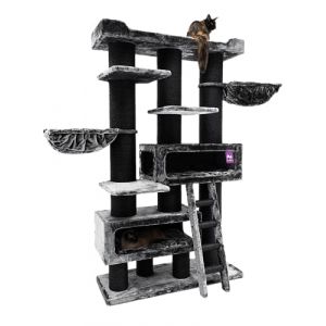 Petrebels Maine Coon Arbre à chat Sibérian XXL de 200 cm de haut, meuble à gratter design de qualité supérieure pour grands chats, couleur noir (Petrebels, neuf)