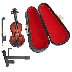 Modèle de Violon Miniature, Mini Violon en Bois avec Support, Mini Modèle d'Instrument de Musique, Ornement, Décoration de la Maison (Takcoff, neuf)