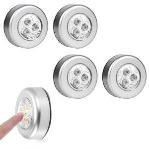 Doukesh Spot LED Autocollant, Lampe Adh&eacute;sive Sans Fil, Veilleuse &agrave; Piles Pour Escaliers, Placard, Armoire, Couloir (Sans Batterie) (4) (LEdoudouLE, neuf)