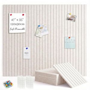 Acidea Grand Tableau en Li&egrave;ge Mural 120x90 cm, 12pcs Panneaux en Feutre Adh&eacute;sif avec ruban adh&eacute;sif, Tableau d'affichage d&eacute;coratif avec 50 Punaises, Panneau Liege Mural Affichage Photo Vision Board (Acidea Official, neuf)