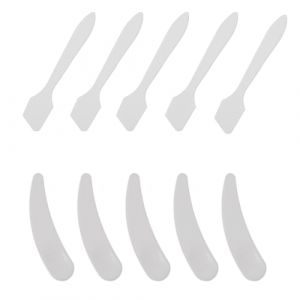 VICASKY 10 pi&egrave;ces Lot de Spatules Cosm&eacute;tiques Transparente Croissant Cuill&egrave;res pour &Eacute;chantillonnage et Application de Cr&egrave;me Visage Outils L&eacute;gers et Faciles &agrave; Nettoyer pour Soins Peau (Belicious Helper, neuf)