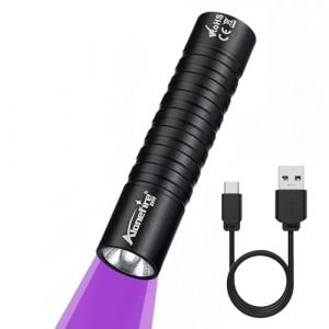 Alonefire SV99 3W Lampe Torche UV LED 395nm Petit Type C USB Rechargeable Lampe Ultraviolet Lumiere Noire D&eacute;tecteur D'urine pour Resine, P&ecirc;che, Scorpion, Min&eacute;raux, Ambre avec Batterie Int&eacute;gr&eacute;e (Alonefire FR, neuf)