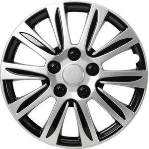 SYNCHRO Enjoliveurs Toronto Silver/Black 14 Pouces- 4 pi&egrave;ces, ABS, clipsage (RoadWayz, neuf)