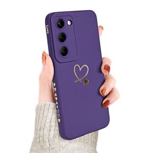Newseego Coque Compatible avec Samsung Galaxy S23 5G Etui pour Filles Femmes, Dor&eacute; Amour Coeur Motif Doux Silicone Liquide Mignon Coeur Bord Antichoc Housse de Protection Samsung Galaxy S23- Violet (NewseegoUK, neuf)