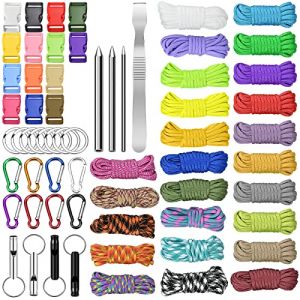 Paracorde - Paracord 550 - Corde en nylon multifonctionnelle - Avec boucle et aiguilles &agrave; coudre - Pour bracelet, porte-cl&eacute;s, camping, sports de plein air (CECOMBINE Eu, neuf)