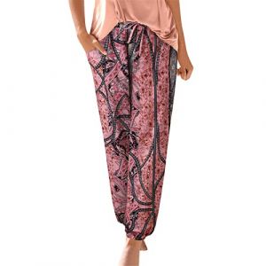 G&eacute;n&eacute;rique Pantalon Fluide Boho Femme &Eacute;t&eacute; - Harem D&eacute;contract&eacute; Taille Haute, Floral Imprim&eacute; avec &Eacute;lastiqu&eacute;e, L&eacute;ger Pants Baggy pour Yoga et Plage Sarouel avec Poches (YINYUAN（Livraison en 5 &agrave; 8 jours), neuf)