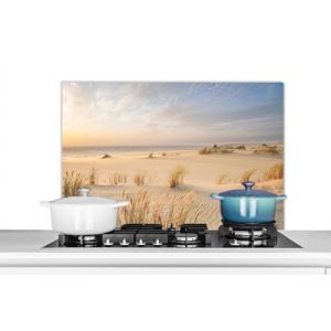KitchenYeah&copy; Anti &Eacute;claboussure Cuisine 80x55 cm Aluminium Plaque Anti Chaleur Cr&eacute;dence sur Mesure Protection Mur Credence+Cuisine Plage - Dunes - &Eacute;t&eacute; - Nature (KitchenYeah, neuf)