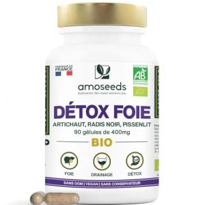 D&eacute;tox Foie BIO | Puissant D&eacute;toxifiant, Draineur, Am&eacute;liore la Digestion | Artichaut, Radis Noir, Pissenlit | 90 G&eacute;lules Vegan | Qualit&eacute; Sup&eacute;rieure, Fabriqu&eacute; en France (Amoseeds, neuf)