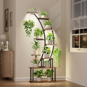 BACEKOLL Support pour plantes d'intérieur avec lampes de croissance, étagère en métal à 9 niveaux, 162,6 cm de haut pour plantes d'intérieur, grande étagère pour plantes, support d'angle pour salon, (Bestlead, neuf)